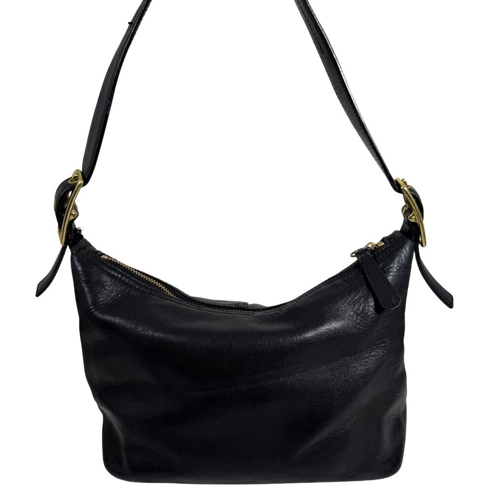 Coach Black Leather Shoulder Bag with Gold Hardware